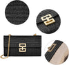 Straw Chain Clutch Purses for Women Ladies Woven Envelope Handbag Shoulder Crossbody Beach Bag