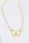 GEM STONE BUTTERFLY PENDANT NECKLACE