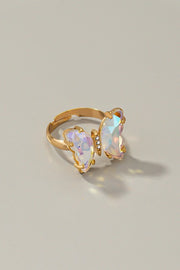 Butterfly ring with adjustable brass band