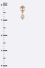 Fleur De Lis Genuine Culture Pearl Drop Earrings