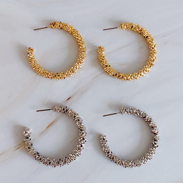 Golden Pebbles Hoop Earrings