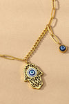 water proof hamsa evil eye pendant necklace