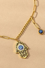 water proof hamsa evil eye pendant necklace