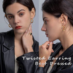 Twisted Hoop Earrings 14K Gold Plated Dainty Lightweight Hypoallergenic Chunky Hoops Earrings for Women