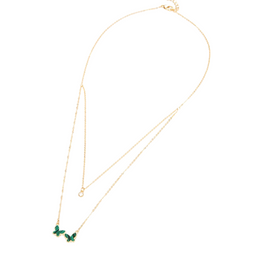 Seraphina – Malachite Butterfly Drop Necklace | 14K Gold-Plated Double Layer