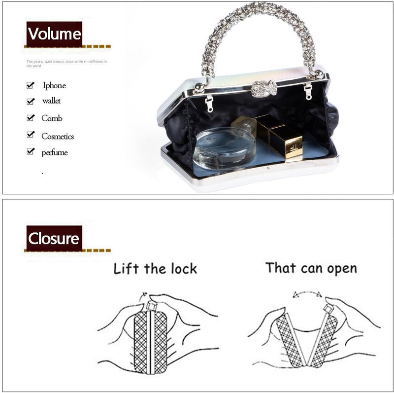 Women'S Evening Handbags Purse Sparkly Rhinestone Purse Crossbody Handbags Party Prom Wedding Bag