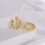 Twisted Hoop Earrings 14K Gold Plated Dainty Lightweight Hypoallergenic Chunky Hoops Earrings for Women