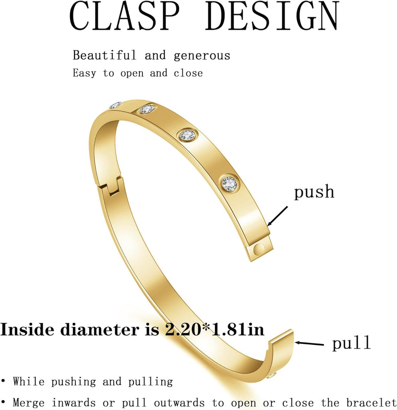 18K Gold Plated Clover Bracelet Love Bangle Set for Women Stack Cute Fashion Simple Friendship Bracelet Lucky Link Bracelets Jewelry Gifts Trendy for Women