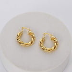 Twisted Hoop Earrings 14K Gold Plated Dainty Lightweight Hypoallergenic Chunky Hoops Earrings for Women