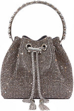 Women Full Diamonds Bucket Handbag Rhinestone Clutch Purse Evening Clutch for Women Party Prom Cocktail Wedding