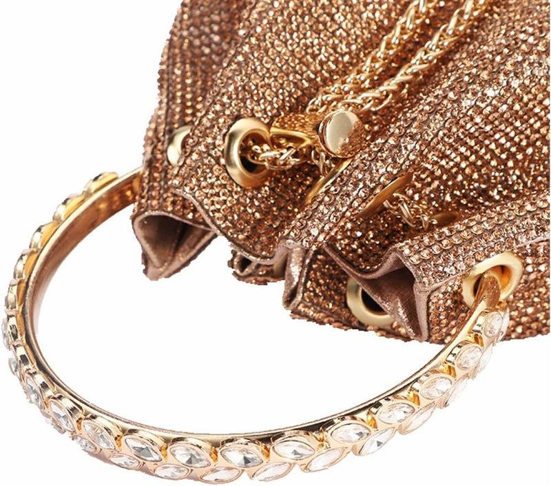 Women Full Diamonds Bucket Handbag Rhinestone Clutch Purse Evening Clutch for Women Party Prom Cocktail Wedding