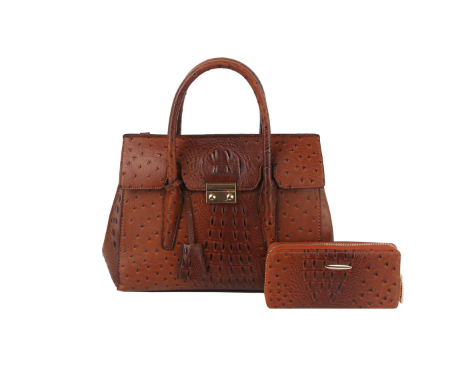 Taryn Ostrich Print Satchel Set