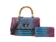 Isadora – Bamboo Handle Faux Croc Satchel