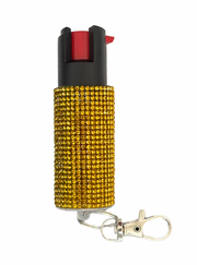 Gold Rhinestone Pepper Spray Keychain | Stylish Personal Safety Spray