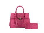 Taryn Ostrich Print Satchel Set