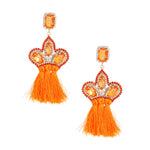 Orange Triple Tassel Stone Earrings