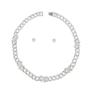 Chain Feminine Flair Iced Silver Butterfly Necklace