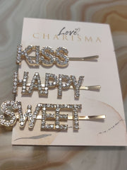 Kiss, Happy, Sweet Hair Pins