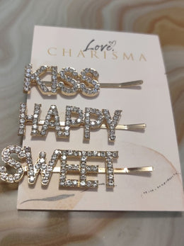 Kiss, Happy, Sweet Hair Pins