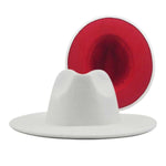 Fedora White Red Two Tone Wide Brim Hat for Women