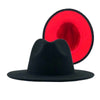 Fedora Black Red Two Tone Wide Brim Hat for Women