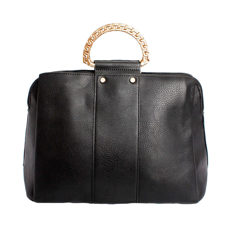Purse Black Rigid Top Handle Handbag for Women