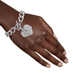 Silver Snake Heart Bracelet