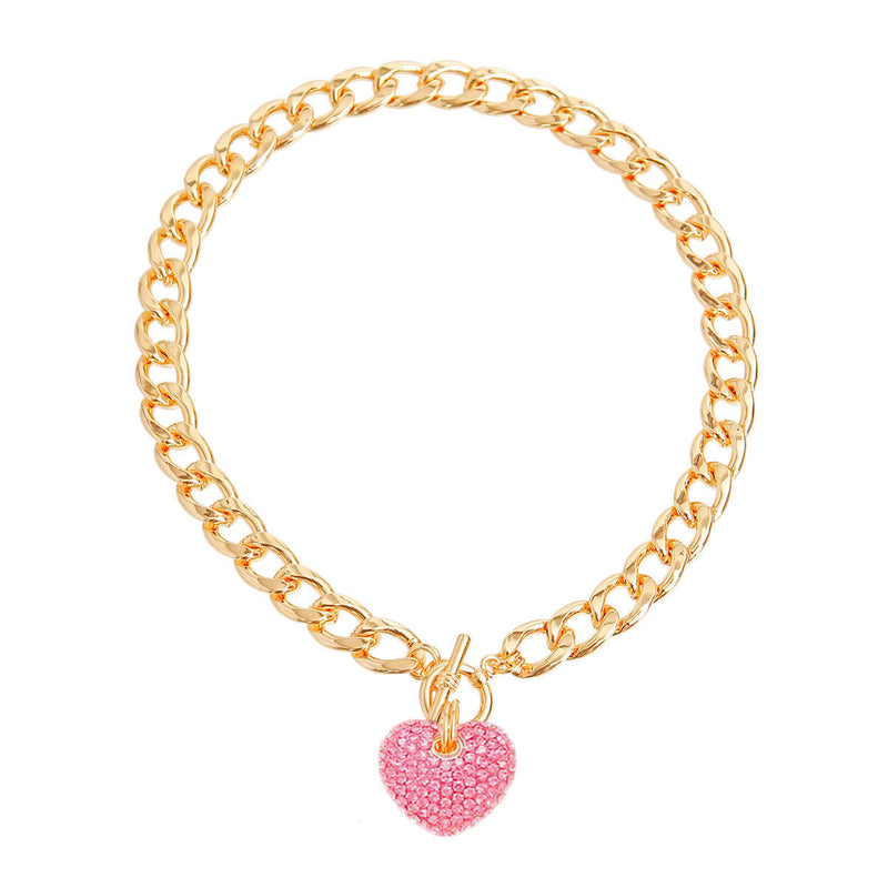 Pink Heart Toggle Necklace