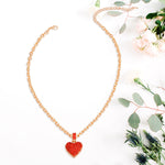 Gold Chain 3D Red Heart Necklace