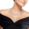 Dainty Silver 3 Layer Chain Locked Heart Necklace Set