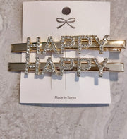 Happy Rhinestone Hairpin Set